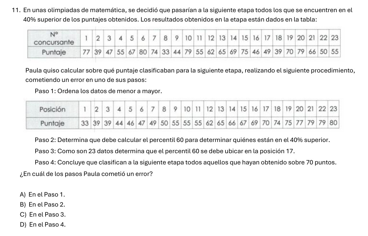 Enunciado original de la pregunta 11