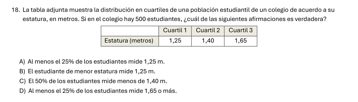 Enunciado original de la pregunta 18