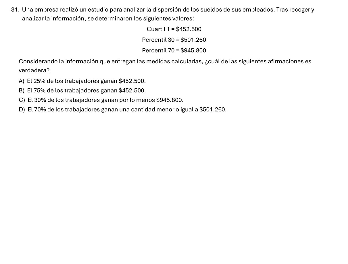 Enunciado original de la pregunta 31