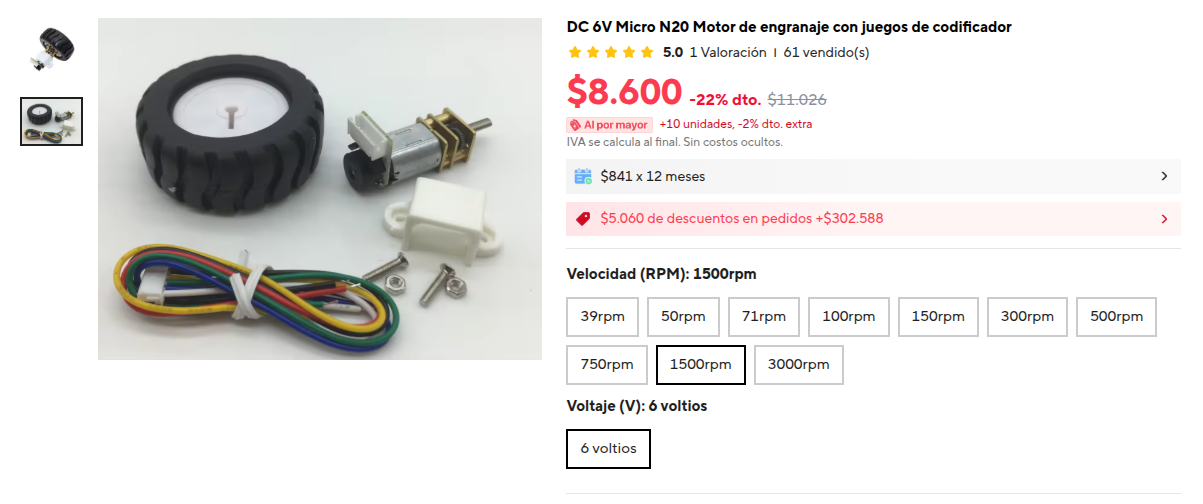 Motor N20 con encoder A/B