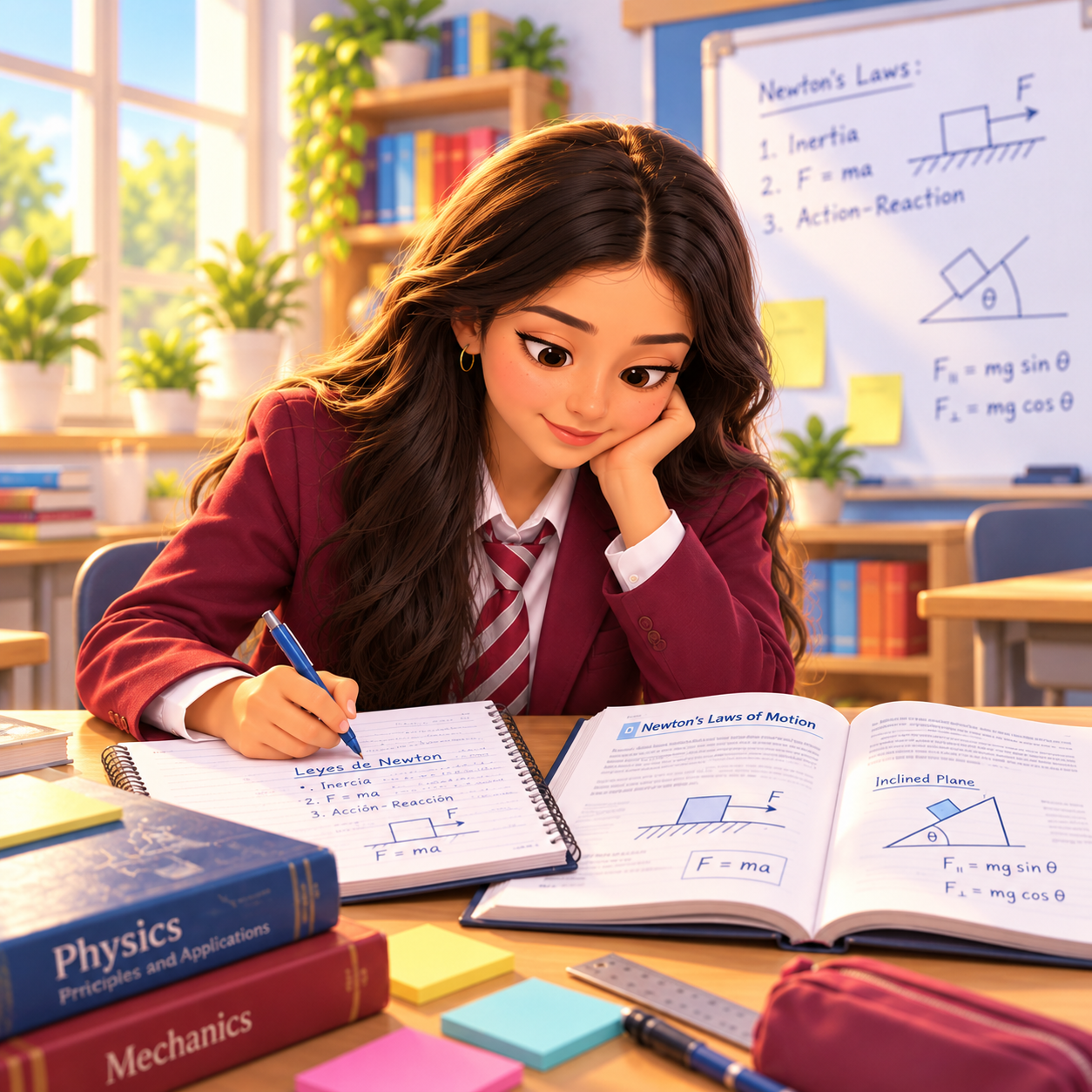 Estudiante escribe